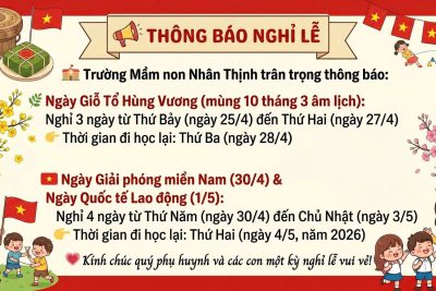 THÔNG BÁO NGHỈ LỄ GIỖ TỔ HÙNG VƯƠNG VÀ 30/4-01/5